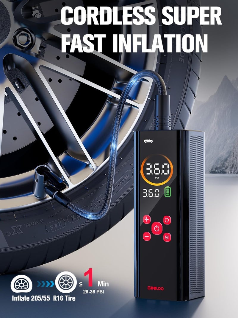 GOOLOO AP150 PRO Tire Inflator Portable Air Compressor, Upgraded UI Color LED Screen & 4X Faster Car Air Pump with Pressure Gauge, 12V Electric Tire Pump with Auto Shut-off for Car,Bike,Ball - Image 3